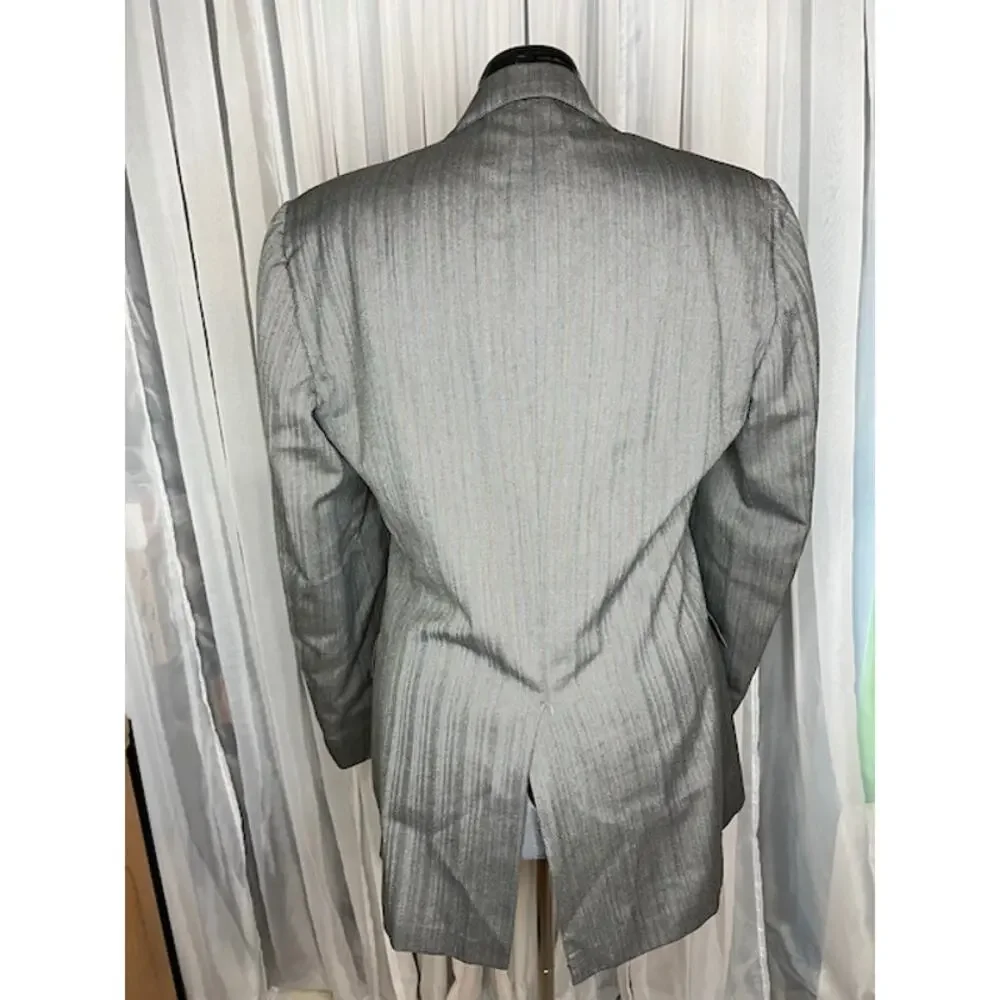 blazer herringbone striped  Vintage 1980s gray blue brown